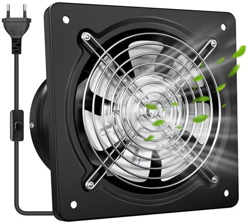 Yrichtra Ventola Aspirazione Industriale 150mm, Potente Estrattore Aria da Parete 525 m³/h, Aspiratore per Ufficio, Garage e Magazzino, Silenzioso per Bagno e Cucina, Nero