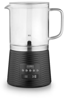 CASO CappuLatte - elektrischer Milchaufschäumer, cremiger Milchschaum, Milchschäumer heiß & kalt, Kakao, heiße Schokolade, abnehmbarer Glasbehälter, spülmaschinengeeignet, 5 Funktionen