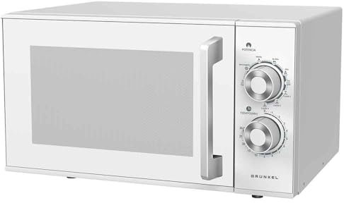 Grunkel Microondas con grill de 25 Litros, 900W + 1000W Grill 5-6 Niveles de Potencia, 3 Modos Combinados, Temporizador 30 min Apertura con Tirador y Bandeja Ø245 mm