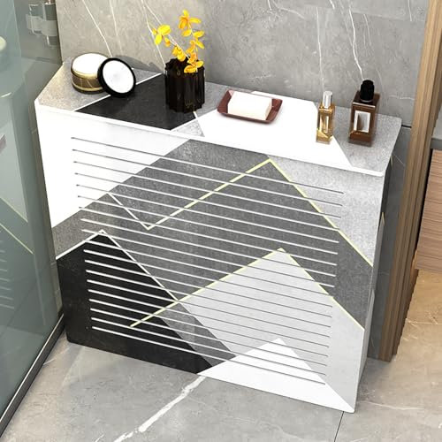 Armario con cubierta de radiador de MDF con rejilla para el suelo, organizador de almacenamiento de calefacción de pie, estante EasyClean, 39 x 35 x 10 pulgadas, perfecto para decoración del hogar y