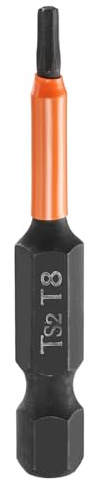 QUARKZMAN T8 Embout Tournevis Torx 2 (50mm) Long Embout Perceuse Acier S2 | 1/4, Tige Hexagonale, Magnétique, Sans Trou Anti-Sabotage, 6 Pointes Étoile, Phosphate, Outillage Industriel