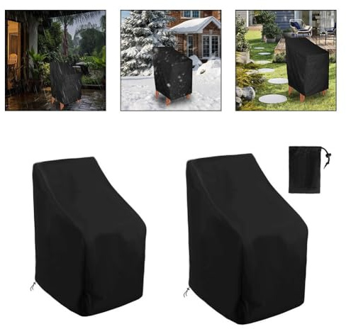 URPIZY 210D OXF¨¹rd-Gewebe Gartenstuhlbezug f¨¹r stapelbare und Hochlehner-St¨¹hle ¨C wasserdicht, UV-best?ndig, windfest mit Zugband, Ma?e 65 ¡Á 65 ¡Á 85¨C114 cm, schwarz