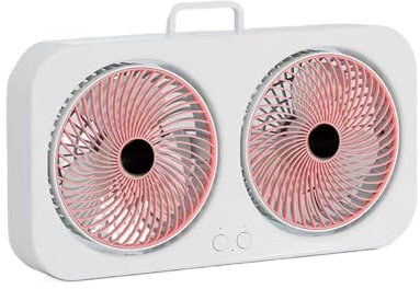 Genérico Ventilador Pequeño De Mesa,Doble Cabezal con de Enfriamiento - Ventilador USB Recargable Portátil Colgable y Silencioso para Acampar Viajes Playa Tienda Dormitorio Gimnasio
