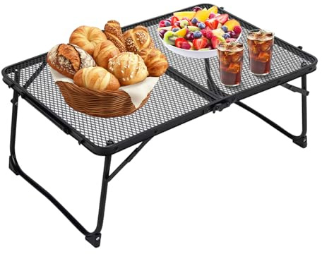 Générique Table Pliante de Pique Nique, Table de Camping Pliante en Métal, 60 x 40cm Tableau pour Balcon,Tableau à tapisser pour Pique-Nique Pêche Voyage Jardin Extérieur