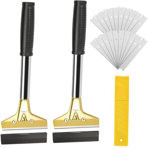 Rascador de cristal con 20 cuchillas y 2 rascadores, rascador de papel pintado, rascador de pintura, rascador de ventanas, quitapapel pintado para quitar el pegamento del papel pintado y azulejos