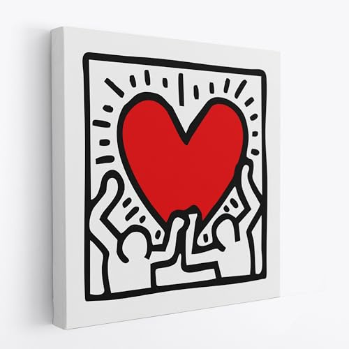 Artis Laboratory Poster Riproduzione Keith Haring 70x70cm Cuore- Stampa su Tela Artistica SENZA CORNICE, Quadri Moderni Soggiorno, Arredo Casa Ufficio, Eco-Friendly, Made in Italy