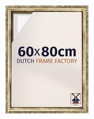 Dutch Frame Factory - Schattenfugenrahmen 60x80 cm Gold Antik - MDF | Schattenfugenrahmen für Leinwände, Geeignet für Leinwände bis 2 cm Dicke, Ohne Rückwand und Glas, Made in Holland