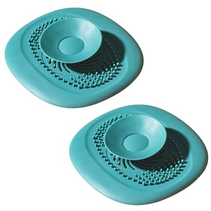 ChainYao 2 Pack Universal Sink Plug, 2 in 1 Drain Stopper & Hair Catcher, TPE Flexible Sink Drain Cover with Water Retention & Anti-Clog for Kitchen Bathroom Bathtub Shower UK Sinks