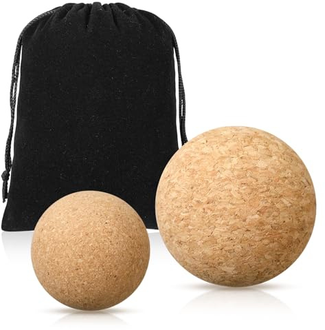 TrelaCo Cork Massage Balls Set of 2 for Fascia Release After Exercise Yoga Point Therapy Relax Muscles Relieve Stress Tools