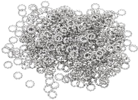 QUARKZMAN 500 Piezas Arandelas De Bloqueo Con Dientes Externos Plateado | De Acero Inoxidable 304., Arandela De Estrella M3, Arandela Dentada, Para Tornillos Equipos Mecánicos Herrajes.