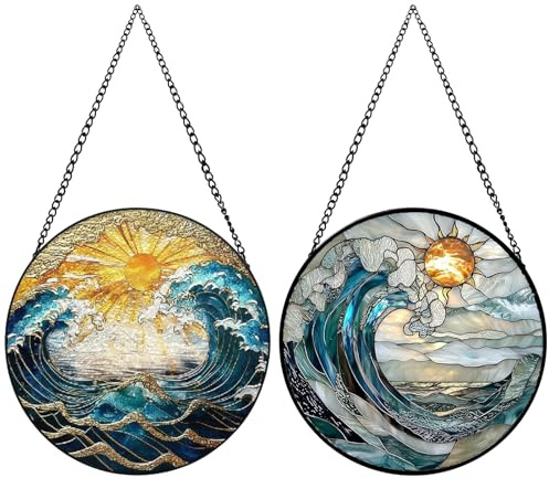 ALONK 2 Stück Fensterdeko Hängend, Fensterschmuck Sonnenfänger, Suncatcher Fensterdeko