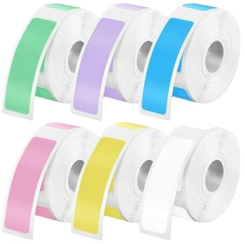 6 Rollen Thermo-Etikettenband,12x40mm Thermo Etiketten,Wasserdicht Selbstklebend Etiketten,Etikettendrucker Thermo Papier Kompatibel mit Phomemo/Nelko/Supvan,Etikettenband-Ersatz für Büro,Haus,Schule