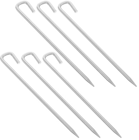 Ciieeo Estacas para Tienda de Campaña 20 Cm 6 Piezas Acero Inoxidable Reforzado Anclaje Seguro para Camping al Aire Libre, Senderismo y Picnic, Estacas de Tierra Resistentes para Lonas