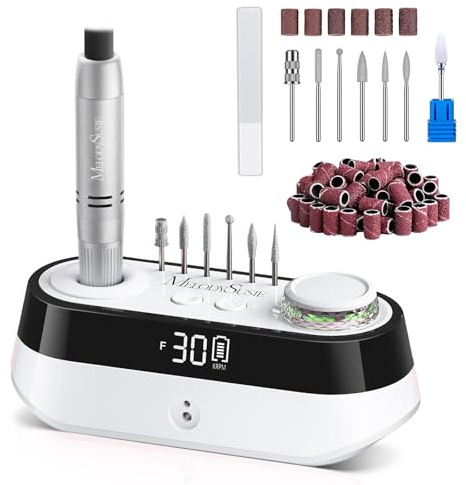 MelodySusie Professioneller Tisch-Nagelfräser SC320A für Nageldesigner | 30.000 U/min, Wiederaufladbar, LED-Anzeige, Aufsatzhaltern, zum Nageldesign & Gel-Entfernung, für Salon