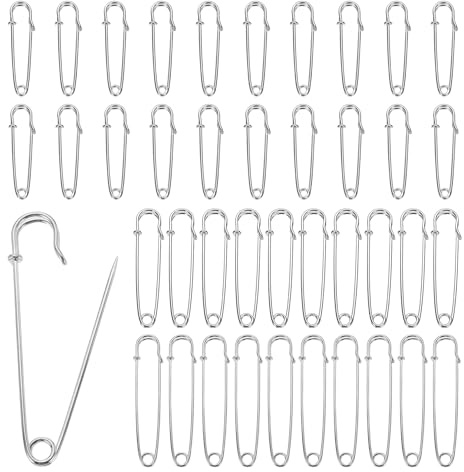 Sicherheitsnadeln Groß 40 Stück,Sicherheitsnadel,Safety Pins,50/75/100 MM, Sicher und Stabil,Geeignet für Decken, Kleidung, Kunsthandwerk und Schmuck(Silber)