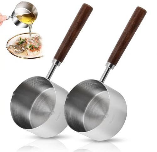 2 PCS Mini Saucepan 250ml, 304 Stainless Steel Milk Pan Small Coffee Pan Mini Sauce Pans with Small Pouring Lips Butter Warmer Cooking Pot for Coffee Chocolate