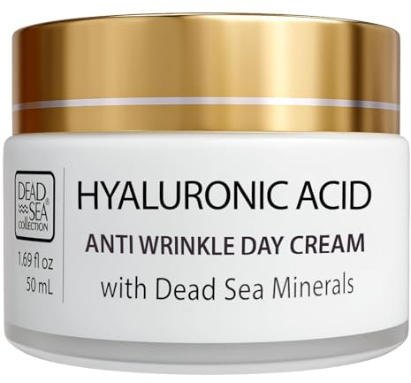 Dead Sea Collection Day Cream for Face with 5% Hyaluronic Acid, Dead Sea Minerals, and Vitamin E – Anti Aging Nourishing Skin Care Moisturizer to Reduce Wrinkles (1.69 fl. oz)
