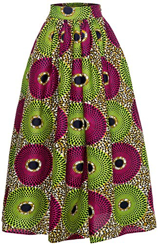Women African Traditional Costume Ankara Print Skirt Dashiki Long Skirts (Small, B)