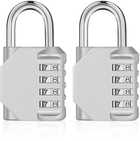 ZHEGE Combination Padlocks for Lockers, Number Padlock, Heavty Duty Coded Padlock for Indoor and Outdoor Use, Gym Lock, School Locker, Fence Gate, Shed Lock, Weatherproof (Silver, 2 Pack)