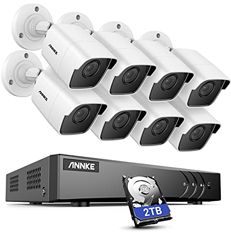 ANNKE 5MP Kit de Vigilancia Sistema Seguridad 8 Canales con AI Personas/Vehiculos, DVR 3K Lite con Disco Duro 2TB, 8X 5MP Cámaras Analógica CCTV para Exteriores, IP67 Impermeable