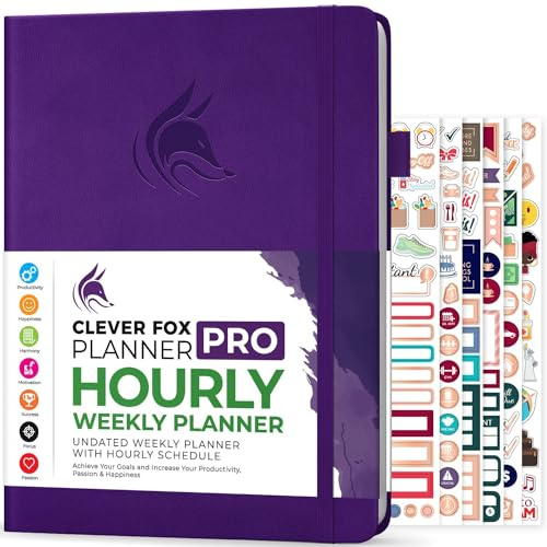 Clever Fox Planner PRO Schedule – Undated Weekly & Monthly Life Organizer with Time Slots & Daily Appointment Book, A4 (Purple)