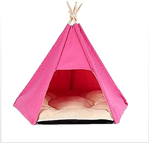 SXJC Pet Tipi mit Kissen, Faltbare Haustier Zelt-bewegliches Hundehaus Hund Katze Tragbares Bett Wasserdichtes Haustier Camping für Kleine und Mittlere Größe Haustiere,Pink