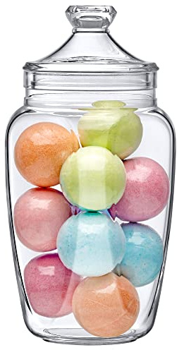 Amazing Abby - Eleanor - Plastic Bathroom Canister (60 oz), Acrylic Apothecary Jar for Vanity, BPA-Free and Shatter-Proof, Great for Bath Sponges and Shower Balls (NOT Glass)