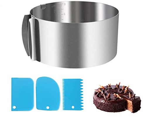 WANGDEFU Stampo Rettangolare Torta,Altezza 8 cm,Estensibile Fino a 34 x 48 cm,Anello per Torte Regolabile,Tortiera da Forno,Anello per Dolci in Acciaio Inossidabile per Torte Crostate Pizze Fai da Te