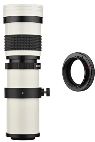 Andoer Objectif MF super téléobjectif F/8.3-16 420-800 mm T Mount avec bague d'adaptation universel filetage 1/4 de remplacement pour appareils photo Canon EOS 80D 77D 70D 60D 60Da 50D 7D 6D 5D T7i