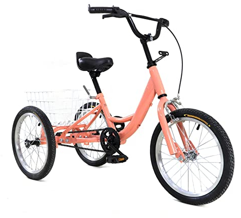 RibasuBB Dreirad für Kinder 16-Zoll Singlespeed 3 Rad Cruiser Bike Mit Einkaufskorb für Erholung, Einkaufen, Picknicks