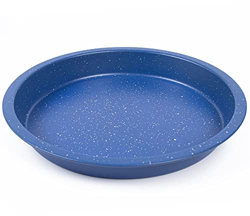 FUNSHOWCASE 8 Inch Pizza Tray Nature Medical Stone BPA Free Oven Baking Sheet Bakeware, Round Pizza Pan, Blue Marble, Non-Stick, Non Toxic and Dishwasher Safe
