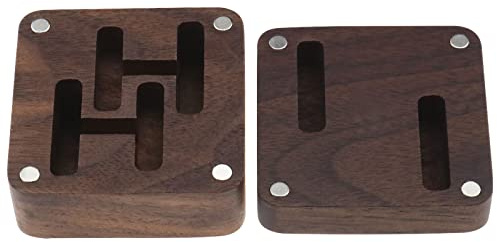 VGOL Boîte à Boutons de Manchette en Bois Magnétique Organisateurs de Bijoux Boîte à Boutons de Manchette Accessoires pour Hommes Garçons 4.7x4.7cm, Marron