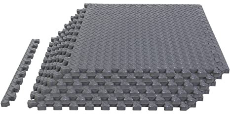TCE AUPM002GY ineinandergreifende Schaumstoffmatte, schützende Übung, Workout, Puzzle, Bodenmatte, Fliesen für Heim-Fitnessgeräte – 6 Stück, 24 Quadratmeter, Grau