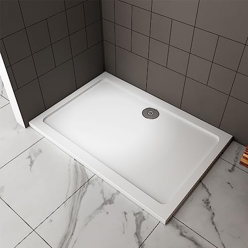 Walk in Shower Enclosure Base White Rectangle Shower Stone Tray 1600X800MM Include Waste Trap