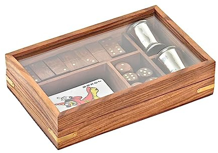 DKD Home Decor Set 5 Juegos de Mesa Dominó Cartas Dados 22 x 14 x 5 cm