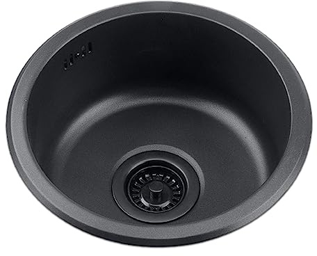 Kitchen Black Round Sink, Stainless Steel Small Washbasin, Single-Bowl Under-Counter Can Be Flipped Embedded Sink (Color : B, Size : 35cm)
