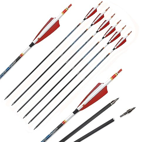 ACCMOS 6 St Bogenschießen Pfeile Spine 250 300 350 400 500 600 700 800 ID 6,2mm Jagdpfeile mit Rotem Streifen Wärmeschrumpfen Aufkleber, für Bogen und Pfeil Bogenschießen