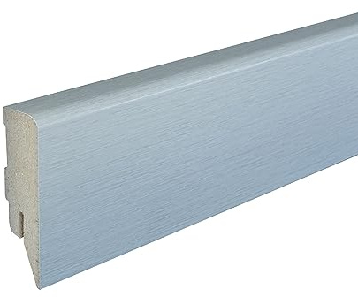 Kosche | Sockellist | TOPLINE | MDF | 16 x 58 x 2500 mm | Silver | Baseboard | Hög kvalitet | Robust | 25 meter
