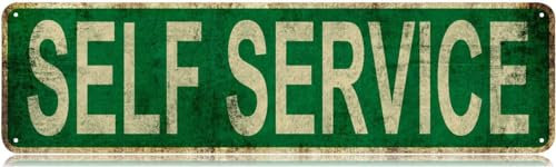 Self Service Cartello di avvertimento Self Service Novità Zona Segno Decorazione Della Parete Per Fattoria Cortile Porta D'ingresso Interno Esterno Segnale Stradale Rustico 40x10 Cm