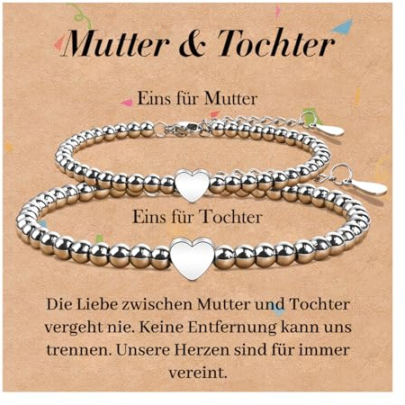 SUNSH 2/3 Stück Mutter Tochter Armband,Mutter Tochter Geschenk,Zurück Zur Schule Geschenke,Muttertags Geschenk, Frauenarmband, Mutter Tochter Geburtstag/Schulanfangs Geschenk,Herz Wunsch Set