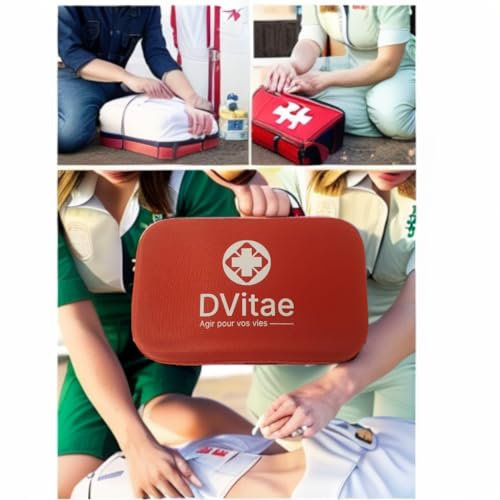 D-VITAE Kit di primo soccorso, kit di primo soccorso aziendale, piccolo kit di pronto soccorso, scatola farmacia per auto, casa, viaggi, campeggio, escursionismo e sport