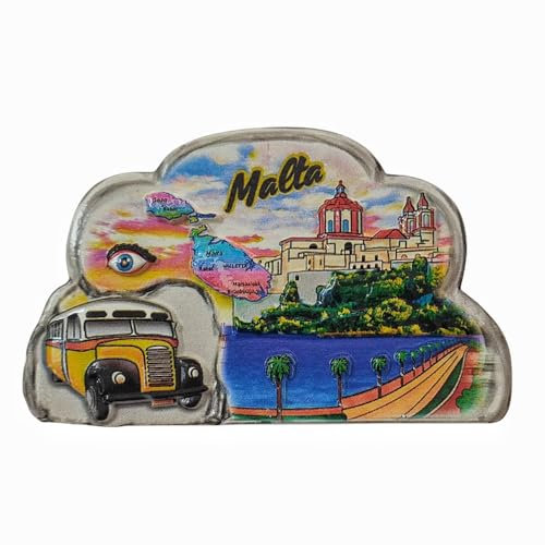 Calamita da frigorifero 3D Malta, souvenir da viaggio, decorazione per frigorifero, adesivo magnetico in resina, collezione artigianale