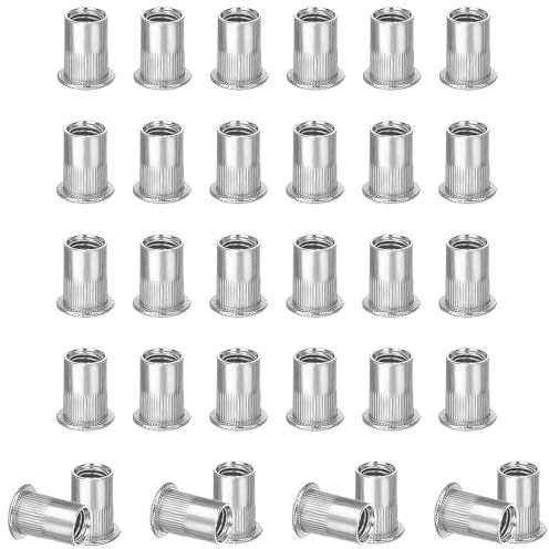 50 dadi per rivetti M6, in acciaio inox, dadi per rivetti ciechi, dadi filettati a testa piatta, dadi per fissaggio mobili, decorazioni artigianali