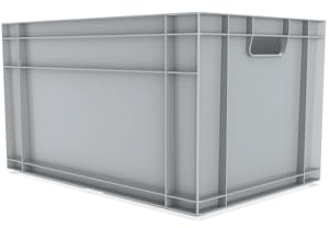 5x Euro Container Plastic Box, Stacking & Storage Container Boxes 5 Pack (GREY, 63 Litre)