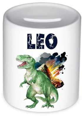 Manufaktur Liebevoll Dinosaurier Spardose personalisiert Taufe Geschenk Geburt Babygeschenk Personalisierte Kinder Spardose T-Rex Dino Baby Junge Geldgeschenk (Dino)