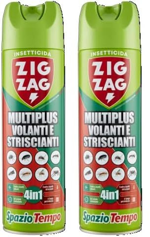 Zig Zag, Spaziotempo, Insetticida Multinsetto Spray per insetti striscianti e volanti, agisce istantaneamente, formato 500 ml (Confezione da 2)