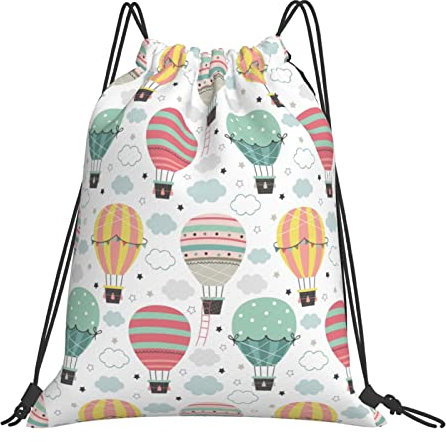 Tunnelzug Gymsack Heißer Ballon Zuziehbeutel Verstellbar Gymnastikbeutel wasserdichte Schultertasche, Für Reisen, Yoga, Schule, 36x42cm
