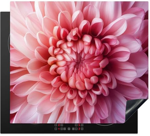 KitchenYeah© Copertura Tappetino Piano Induzione 58x51 cm Cucina Coprifornelli Protezione per Piano Induzione Dahlia - Fiore - Primo Piano - Rosa