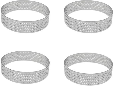 OZXNO 4 Pcs Perforated Tart Rings for Baking 3.15 Cake Mousse Ring Stainless Steel Circle Tartlet Molds