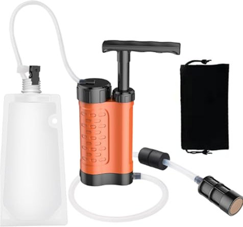 Filtre à eau portable Filtre d'eau-survie, Système de traitement de l'eau de survie | Traitement d'eau légère de la pompe à main pour les voyages à dos, la randonnée, le camping et la prévention des u